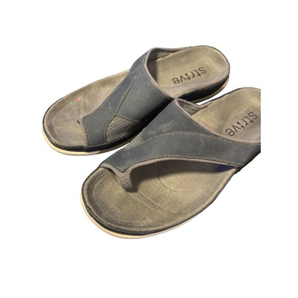 Strive Womens Orthotic Sandals Size 8 Navy Blue Arch Support Comfort Toe Loop - Picture 2 of 6